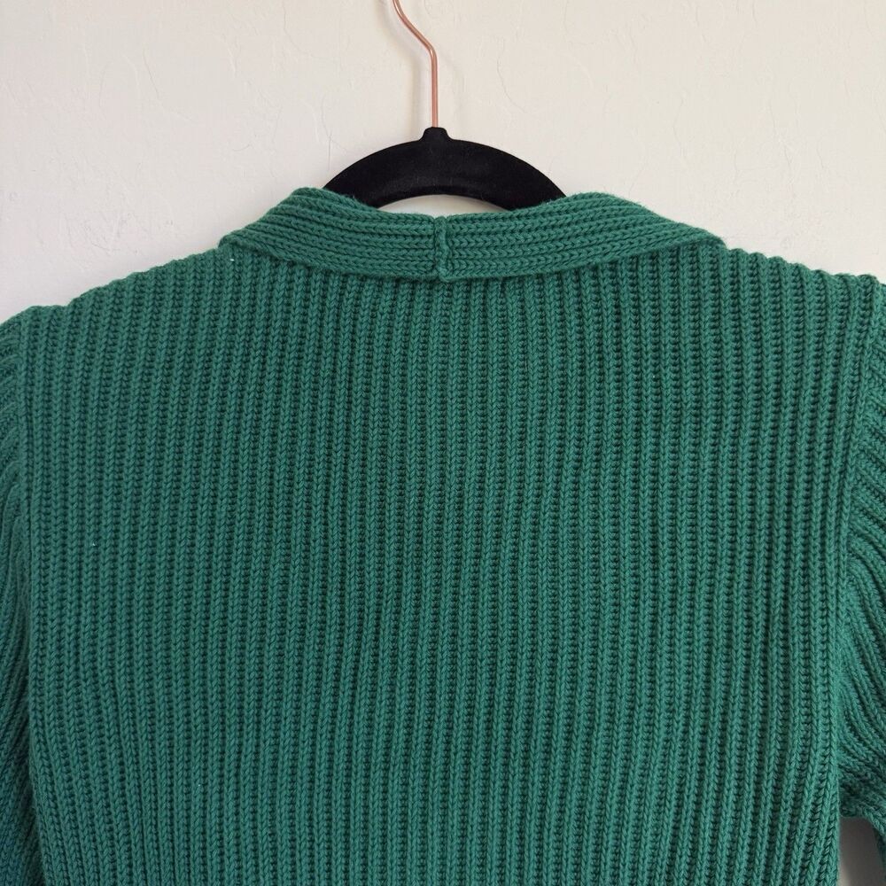 Lauren Ralph Lauren Green Cotton Knit Shawl Cardigan Medium Classy Preppy Money - Picture 11 of 11